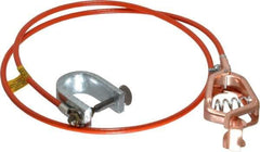 Hubbell Workplace - 19 AWG, 3 Ft., Alligator Clip, C-Clamp, Grounding Cable with Clamps - Orange, Federal Specification A-A-59466-010 - Eagle Tool & Supply