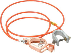 Hubbell Workplace - 19 AWG, 5 Ft., Alligator Clip, C-Clamp, Grounding Cable with Clamps - Orange, Federal Specification A-A-59466-010 - Eagle Tool & Supply