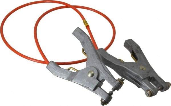 Hubbell Workplace - 19 AWG, 3 Ft., Hand Clamp, Grounding Cable with Clamps - Orange, Includes 2 Hand Clamps - Eagle Tool & Supply