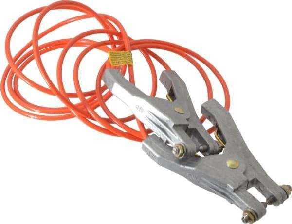 Hubbell Workplace - 19 AWG, 10 Ft., Hand Clamp, Grounding Cable with Clamps - Orange, Includes 2 Hand Clamps - Eagle Tool & Supply