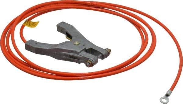 Hubbell Workplace - 19 AWG, 10 Ft., Hand Clamp, Terminal, Grounding Cable with Clamps - Orange - Eagle Tool & Supply