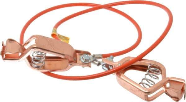 Hubbell Workplace - 19 AWG, 3 Ft., Alligator Clip, Grounding Cable with Clamps - Orange, Includes 2 Alligator Clips, Federal Specification A-A-59466-010 - Eagle Tool & Supply