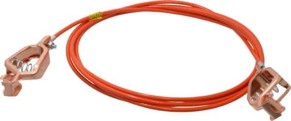 Hubbell Workplace - 19 AWG, 10 Ft., Alligator Clip, Grounding Cable with Clamps - Orange, Includes 2 Alligator Clips, Federal Specification A-A-59466-010 - Eagle Tool & Supply