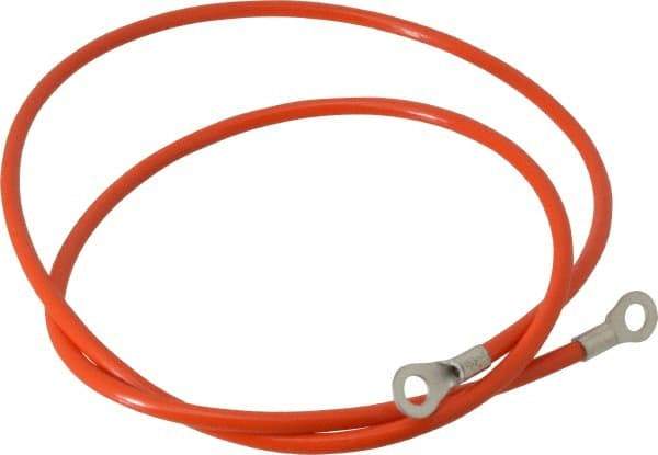 Hubbell Workplace - 19 AWG, 3 Ft., Terminal, Grounding Cable with Clamps - Orange, Includes (2) 1/4 Inch Terminals - Eagle Tool & Supply