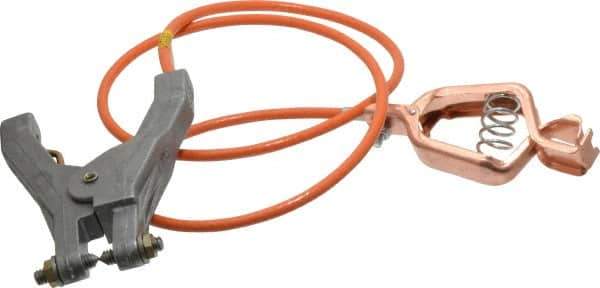 Hubbell Workplace - 19 AWG, 3 Ft., Alligator Clip, Hand Clamp, Grounding Cable with Clamps - Orange, Federal Specification A-A-59466-010 - Eagle Tool & Supply