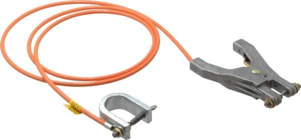 Hubbell Workplace - 19 AWG, 5 Ft., C-Clamp, Hand Clamp, Grounding Cable with Clamps - Orange - Eagle Tool & Supply