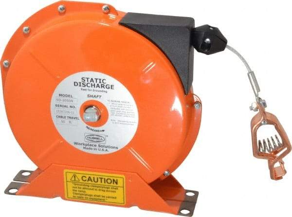 Hubbell Workplace - 1/8 Inch x 50 Ft. Stranded Cable Grounding Reel - Spring Driven Reel - Eagle Tool & Supply