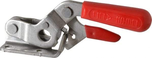 De-Sta-Co - 2,000 Lb Capacity, Horizontal, U Hook, Flanged Base, Stainless Steel Pull Action Latch Clamp - 2-1/2" Drawing Movement, 8.43" OAL, Threaded U Hook, Straight Handle - Eagle Tool & Supply