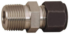 Parker - 5/8" OD, Stainless Steel Male Connector - 15/16" Hex, Comp x MNPT Ends - Eagle Tool & Supply