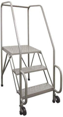 PW Platforms - 3 Step, 58-1/2 Inch Overall Height, Grip Strut Tread, Tilt and Roll Safety Ladder - 300 Lb. Load Capacity, 30 Inch Platform Height, 26 Inch Base Width x 38 Inch Base Depth - Eagle Tool & Supply