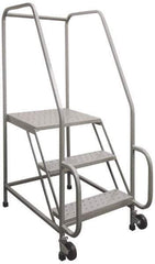 PW Platforms - 3 Step, 58-1/2 Inch Overall Height, Grip Strut Tread, Tilt and Roll Safety Ladder - 300 Lb. Load Capacity, 30 Inch Platform Height, 26 Inch Base Width x 40 Inch Base Depth - Eagle Tool & Supply