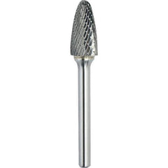 Made in USA - 1/2" Cut Diam, 0.2362" Shank Diam, Tree with Radius Head Double Cut Burr - Carbide, 19mm LOC, 64mm OAL - Eagle Tool & Supply