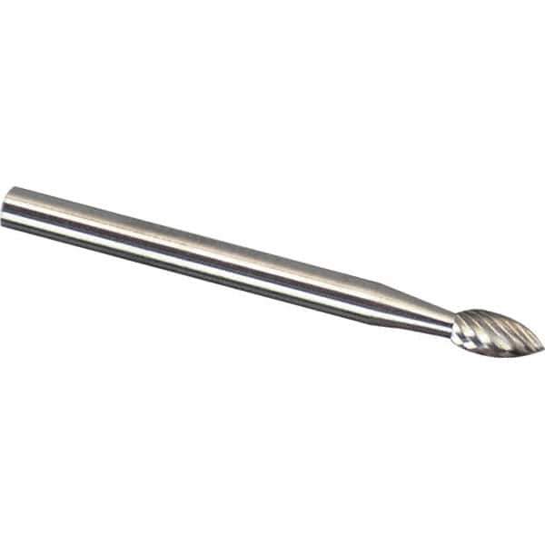Made in USA - 6mm Cut Diam, 0.2362" Shank Diam, Tree Head Aluma Cut Burr - Carbide, 16mm LOC, 50mm OAL - Eagle Tool & Supply