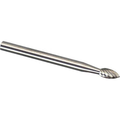Made in USA - 6mm Cut Diam, 0.2362" Shank Diam, Tree Head Chipbreaker Cut Burr - Carbide, 16mm LOC, 50mm OAL - Eagle Tool & Supply