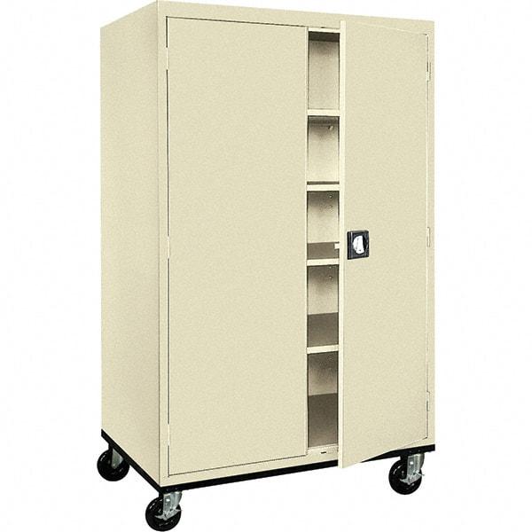 Sandusky Lee - 5 Shelf Mobile Storage Cabinet - Steel, 46" Wide x 24" Deep x 72" High, Putty - Eagle Tool & Supply