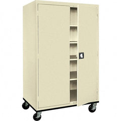 Sandusky Lee - 5 Shelf Mobile Storage Cabinet - Steel, 46" Wide x 24" Deep x 72" High, Putty - Eagle Tool & Supply