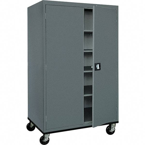 Sandusky Lee - 5 Shelf Mobile Storage Cabinet - Steel, 46" Wide x 24" Deep x 72" High, Charcoal Gray - Eagle Tool & Supply