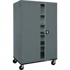 Sandusky Lee - 5 Shelf Mobile Storage Cabinet - Steel, 46" Wide x 24" Deep x 72" High, Charcoal Gray - Eagle Tool & Supply