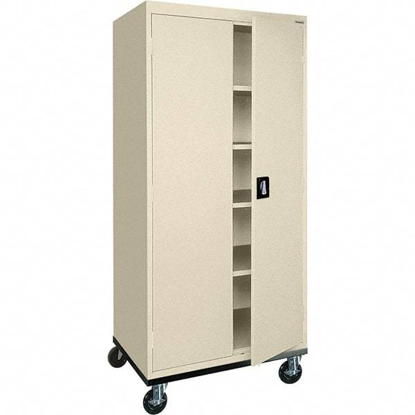 Sandusky Lee - 5 Shelf Mobile Storage Cabinet - Steel, 36" Wide x 24" Deep x 72" High, Putty - Eagle Tool & Supply