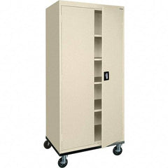 Sandusky Lee - 5 Shelf Mobile Storage Cabinet - Steel, 36" Wide x 24" Deep x 72" High, Putty - Eagle Tool & Supply