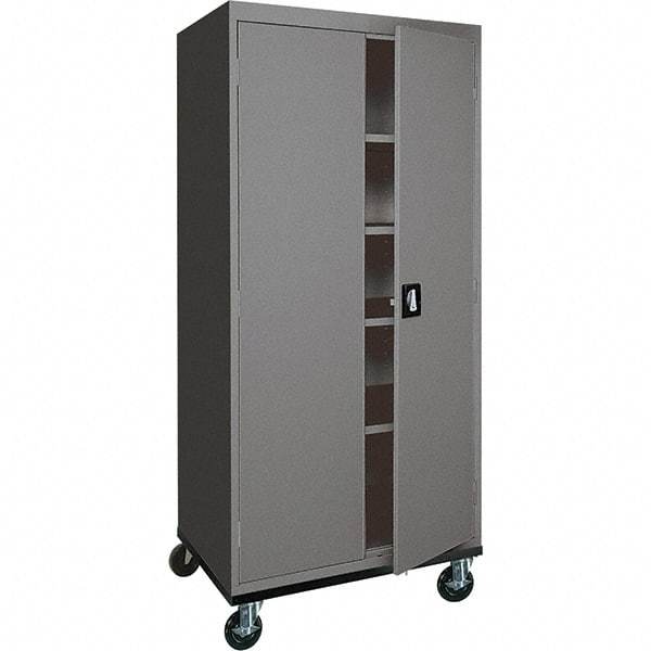 Sandusky Lee - 5 Shelf Mobile Storage Cabinet - Steel, 36" Wide x 24" Deep x 72" High, Charcoal Gray - Eagle Tool & Supply