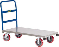 Little Giant - 3,600 Lb Capacity Steel Platform Truck - Steel Deck, 30" OAW, 60" Platform Length, Polyurethane Casters - Eagle Tool & Supply