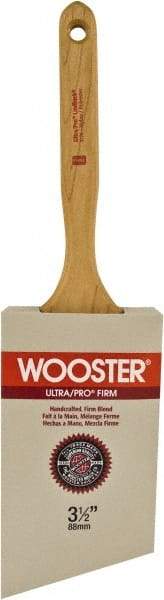 Wooster Brush - 3-1/2" Angled Nylon/Polyester Sash Brush - 3-3/8" Bristle Length, 7.44" Maple Fluted Handle - Eagle Tool & Supply