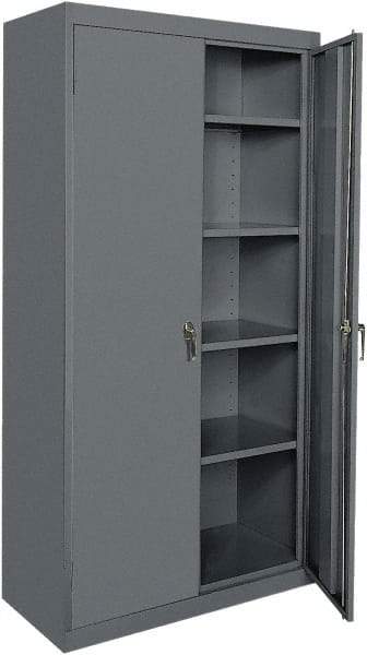 Sandusky Lee - 5 Shelf Locking Storage Cabinet - Steel, 36" Wide x 24" Deep x 78" High, Charcoal Gray - Eagle Tool & Supply