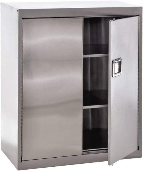 Sandusky Lee - 3 Shelf Locking Storage Cabinet - Stainless Steel, 36" Wide x 18" Deep x 42" High - Eagle Tool & Supply