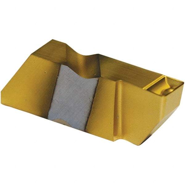 Tool-Flo - 3094FLGD P Grade GP3R, 2.39mm Cutting Width Carbide Grooving Insert - 1/4" Max Depth of Cut, Right Hand, 0.005 to 0.01" Corner Radius, TiN Finish - Eagle Tool & Supply