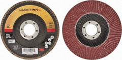 3M - 80 Grit, 4-1/2" Disc Diam, 7/8" Center Hole, Type 27 Ceramic Flap Disc - 13,300 Max RPM, Cloth Backing, Arbor Attaching System, Coated - Eagle Tool & Supply