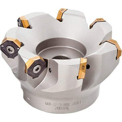 Iscar - 5.37" Cut Diam, 1-1/2" Arbor Hole, 0.18" Max Depth of Cut, 50° Indexable Chamfer & Angle Face Mill - 12 Inserts, IQ845 SYHU 07.. Insert, Right Hand Cut, Through Coolant, Series DoveIQMill - Eagle Tool & Supply