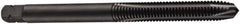 DORMER - M4x0.50 Metric Fine, 3 Flute, Oxide Finish, Cobalt Spiral Point Tap - Plug Chamfer, Right Hand Thread, 53mm OAL, 17mm Thread Length, 4mm Shank Diam, 6H Class of Fit, Series E011 - Exact Industrial Supply