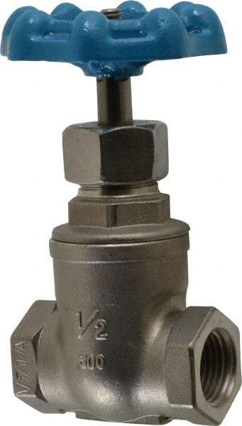 Legend Valve - 1/2" Pipe, Threaded Stainless Steel Solid Wedge Stem Gate Valve - 600 WOG, 125 WSP - Eagle Tool & Supply