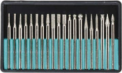 Value Collection - 20 Piece Diamond Abrasive Grinding Pin Set - Includes 1-3/4" Diam Long x 1/8" Diam Shank - Eagle Tool & Supply