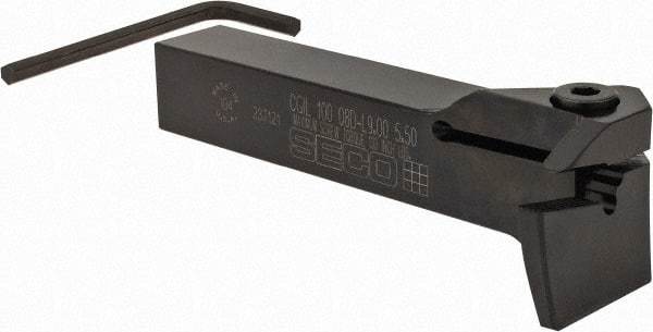 Seco - CGI, External, Left Hand, 1" Max Depth of Cut, 8mm Min Groove Width, Indexable Grooving Tool Holder - LC.. 3008.. Insert Compatibility, 1" Shank Height, 1" Shank Width, 6" OAL - Eagle Tool & Supply