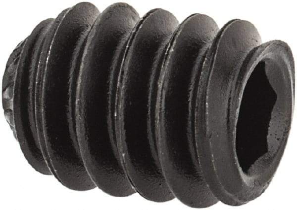 Value Collection - #10-24 UNC, 1/4" OAL, Knurled Cup Point Set Screw - Grade 8 Alloy Steel, 3/32" Key - Eagle Tool & Supply