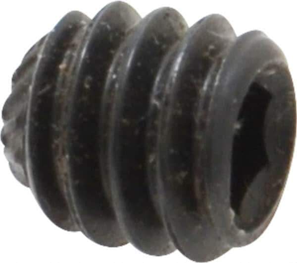 Value Collection - 1/4-20 UNC, 1/4" OAL, Knurled Cup Point Set Screw - Grade 8 Alloy Steel, 1/8" Key - Eagle Tool & Supply