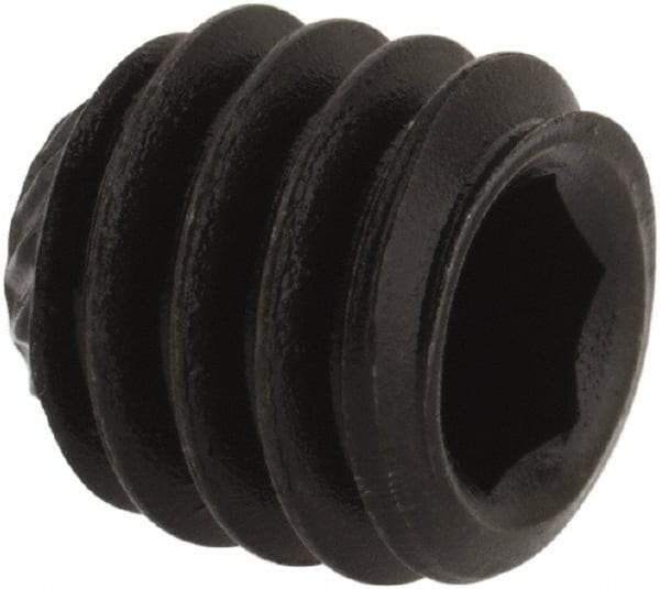 Value Collection - 5/16-18 UNC, 5/16" OAL, Knurled Cup Point Set Screw - Grade 8 Alloy Steel, 5/32" Key - Eagle Tool & Supply