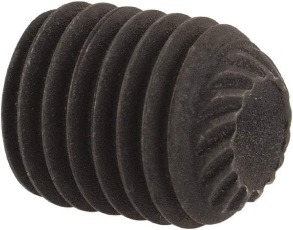 Value Collection - 5/16-24 UNF, 3/8" OAL, Knurled Cup Point Set Screw - Grade 8 Alloy Steel, 5/32" Key - Eagle Tool & Supply