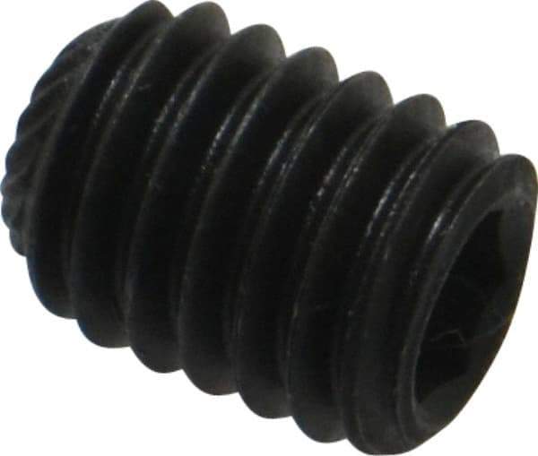 Value Collection - 3/8-16 UNC, 1/2" OAL, Knurled Cup Point Set Screw - Grade 8 Alloy Steel, 3/16" Key - Eagle Tool & Supply