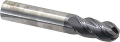RobbJack - 1/2" Diam, 1" LOC, 4 Flute Solid Carbide Ball End Mill - AlTiN Finish, Single End, 3" OAL, 1/2" Shank Diam, Spiral Flute - Eagle Tool & Supply