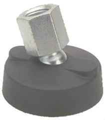 Gibraltar - 5000 Lb Capacity, 3/8-16 Thread, 1-5/8" OAL, Steel Stud, Tapped Pivotal Socket Mount Leveling Mount - Material Grade 1214, 3" Base Diam, Elastomer Pad - Eagle Tool & Supply