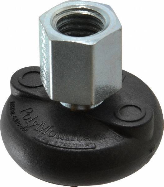 Gibraltar - 4000 Lb Capacity, 5/8-11 Thread, 1-5/8" OAL, Steel Stud, Tapped Pivotal Socket Mount Leveling Mount - Material Grade 1214, 2" Base Diam, Steel Pad - Eagle Tool & Supply