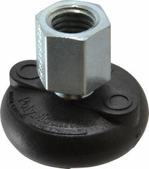 Gibraltar - 4000 Lb Capacity, 5/8-11 Thread, 1-5/8" OAL, Steel Stud, Tapped Pivotal Socket Mount Leveling Mount - Material Grade 1214, 2" Base Diam, Steel Pad - Eagle Tool & Supply