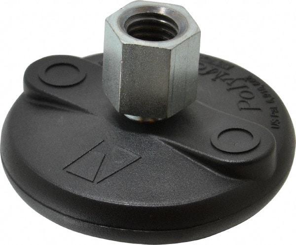 Gibraltar - 5000 Lb Capacity, 5/8-11 Thread, 1-5/8" OAL, Steel Stud, Tapped Pivotal Socket Mount Leveling Mount - Material Grade 1214, 3" Base Diam, Steel Pad - Eagle Tool & Supply