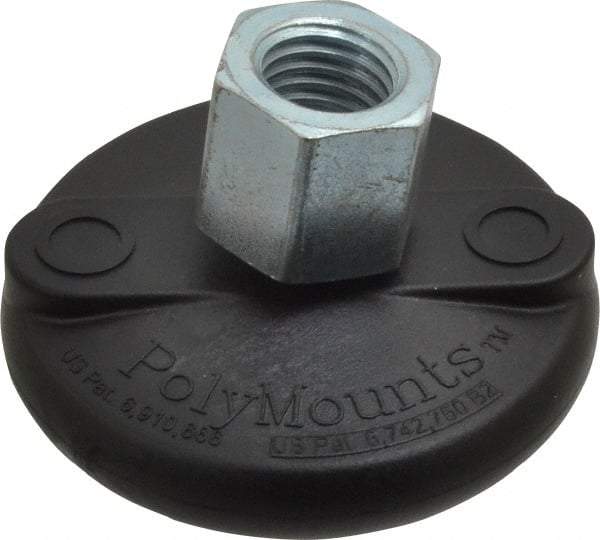 Gibraltar - 5000 Lb Capacity, 3/4-10 Thread, 1-5/8" OAL, Steel Stud, Tapped Pivotal Socket Mount Leveling Mount - Material Grade 1214, 3" Base Diam, Elastomer Pad - Eagle Tool & Supply