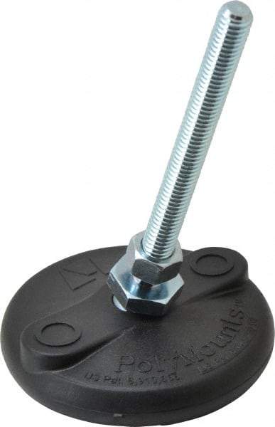Gibraltar - 3/8-16 Bolt Thread, Studded Pivotal Stud Mount Leveling Pad & Mount - 5,000 Max Lb Capacity, 3" Base Diam - Eagle Tool & Supply