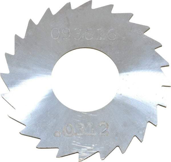 Made in USA - 1-1/4" Diam x 0.0313" Blade Thickness x 1/2" Arbor Hole Diam, 24 Tooth Slitting and Slotting Saw - Arbor Connection, Right Hand, Uncoated, Solid Carbide, Concave Ground - Eagle Tool & Supply