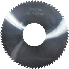 Made in USA - 3" Diam x 0.0468" Blade Thickness x 1" Arbor Hole Diam, 72 Tooth Slitting and Slotting Saw - Arbor Connection, Right Hand, Uncoated, Solid Carbide, 5° Rake, Concave Ground - Eagle Tool & Supply